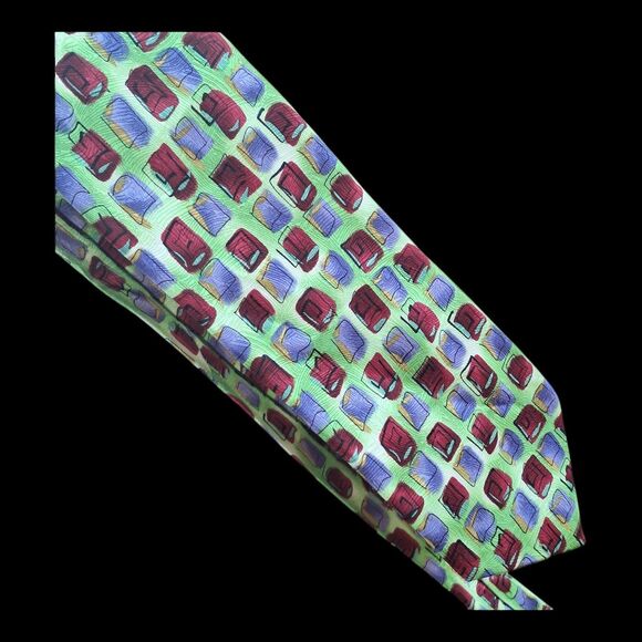 Jerry Garcia Silk Tie Colorful Bright Lime Green Chartreuse 100% Silk 2004 - Picture 2 of 8